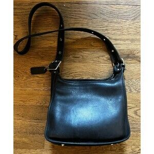 VINTAGE COACH Legacy Zip #9856 Crossbody Shoulder Bag Purse Zip Black Silver USA